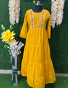 Graceful Cotton Gown with Real Mirror Work & Floral Booti Embroidery