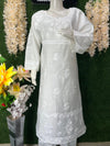 Elegant White Chanderi Silk Lucknowi Chikankari Handwork Kurta Pant Set for Women