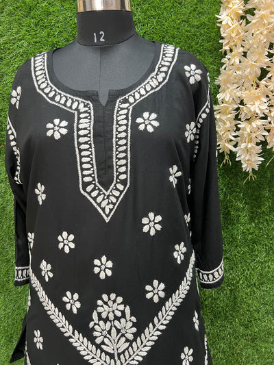Modal Short Top with Handwork Lucknowi Chikankari Embroidery