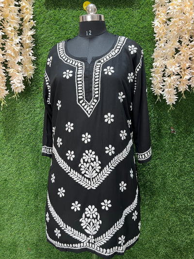 Modal Short Top with Handwork Lucknowi Chikankari Embroidery