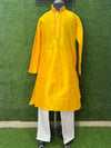Men’s Silk Kurta Set with Embroidered Collar & Placket
