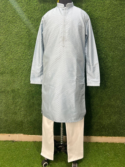 Men’s Jacquard Silk Kurta Set with Full Cotton Lining