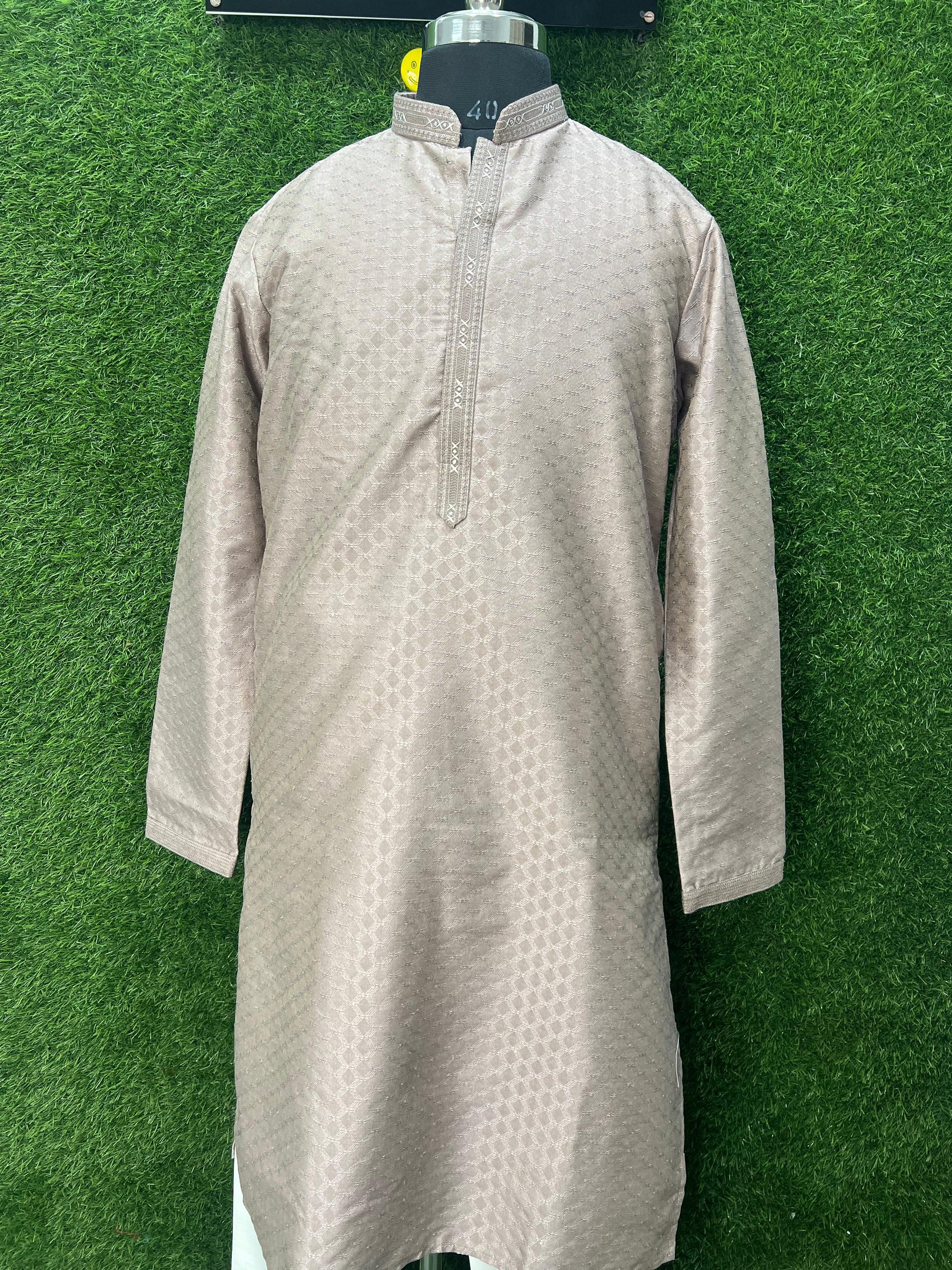 Men’s Jacquard Silk Kurta Set with Full Cotton Lining