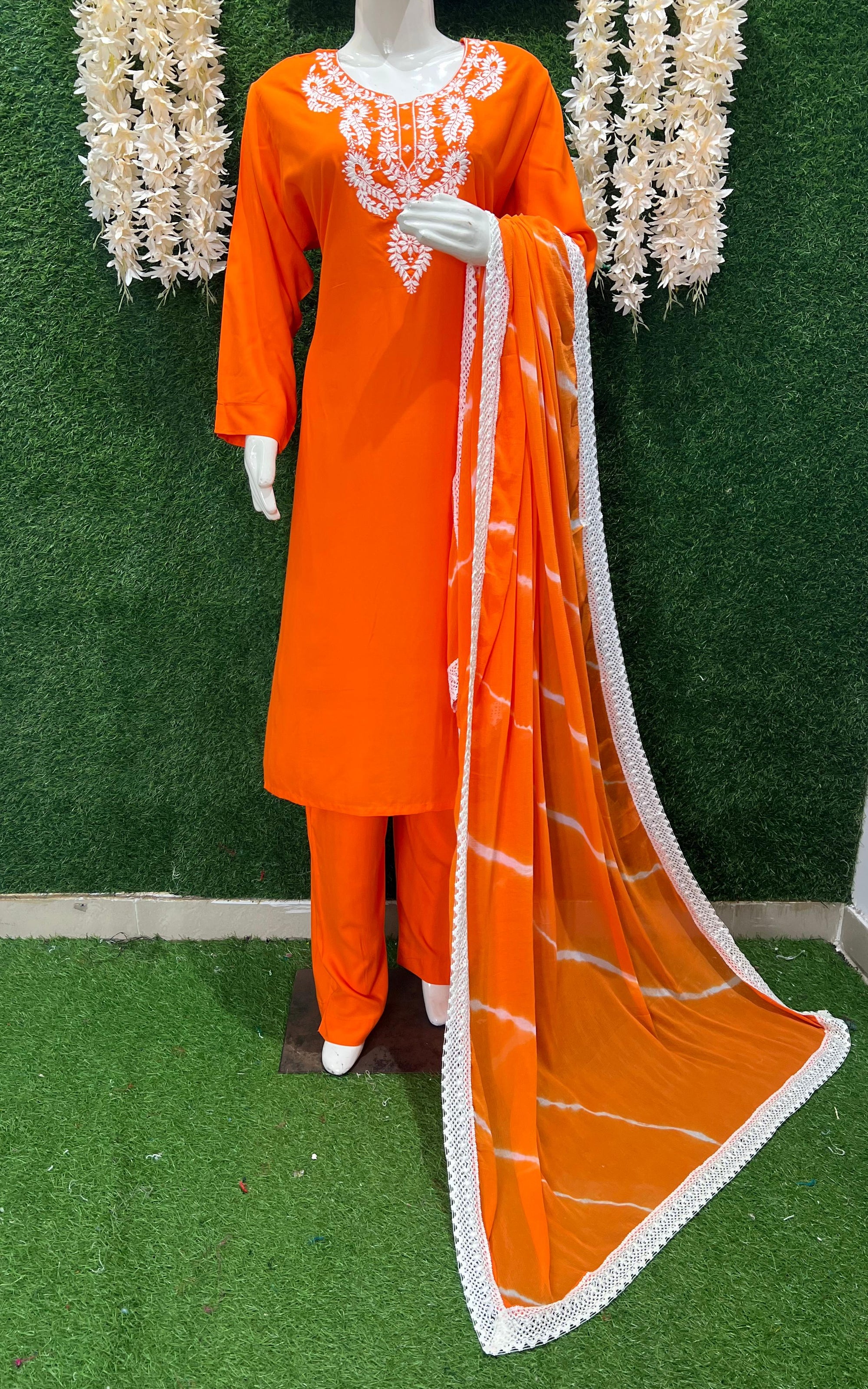 Stylish Embroidered Kurta with Pant & Dupatta Set – Elegant Ethnic Wear