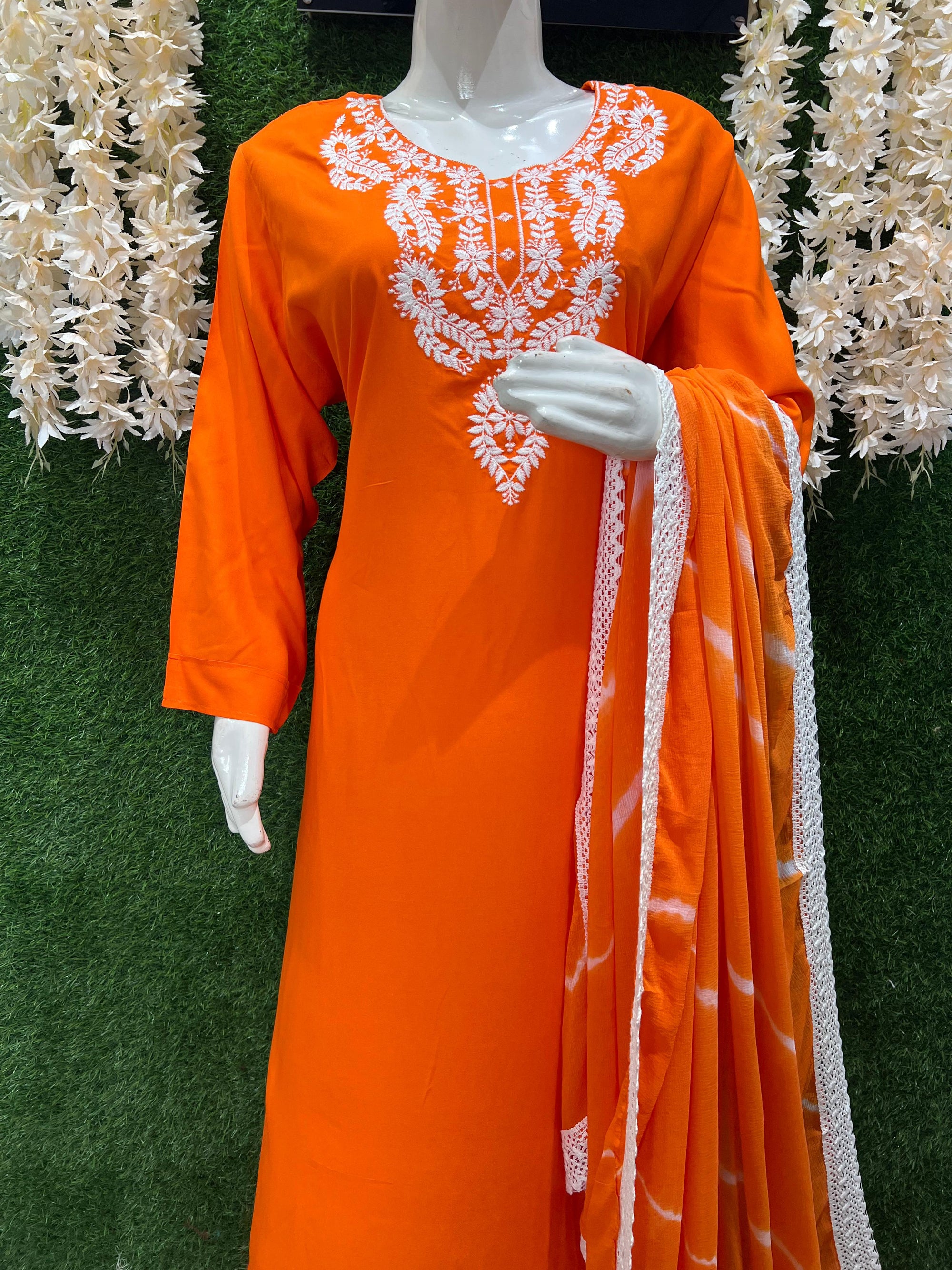 Stylish Embroidered Kurta with Pant & Dupatta Set – Elegant Ethnic Wear