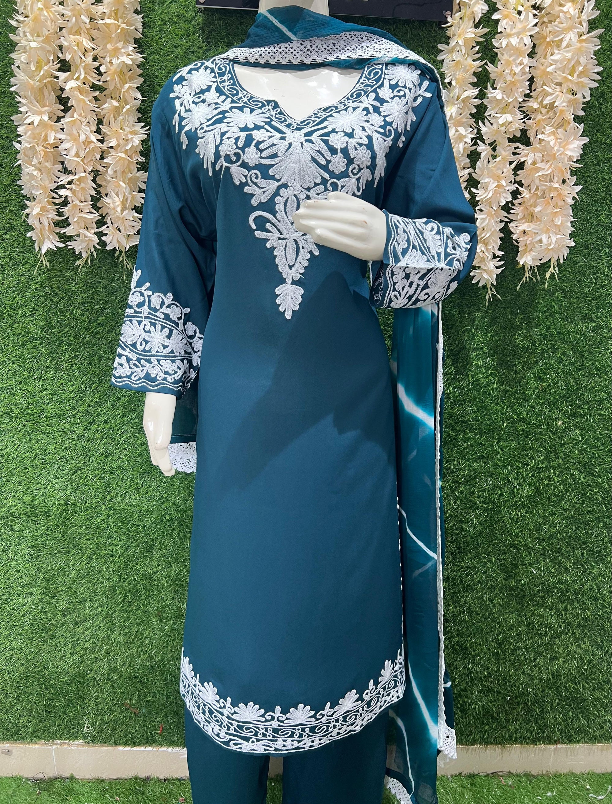Embroidered Pant Style Suit with Dupatta – Elegant Festive Wear
