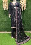 Black Embroidered Pant Suit with Dupatta – Elegant Festive & Party Wear