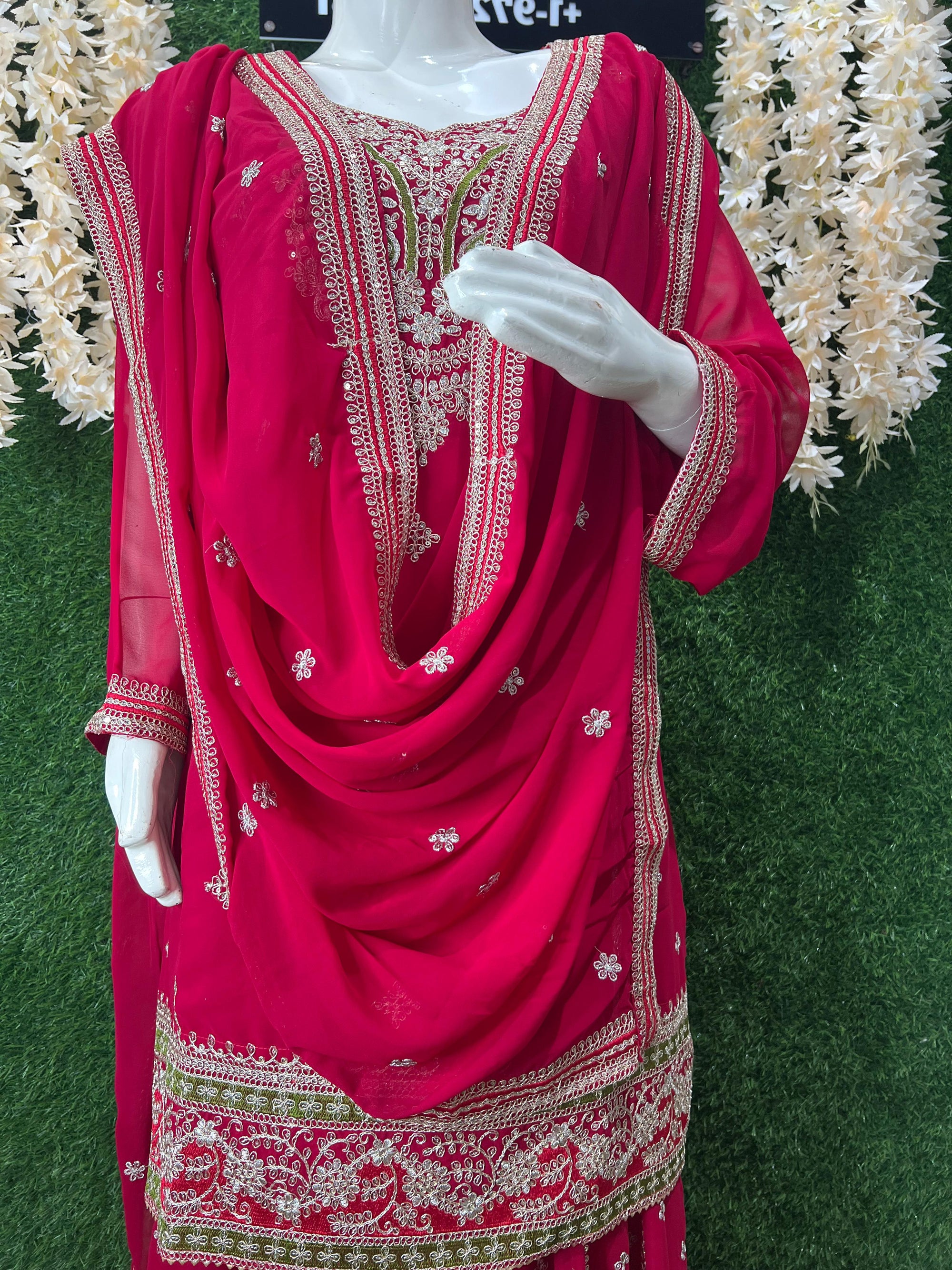 Beautiful Embroidered Kurta with Lehenga and Dupatta Set