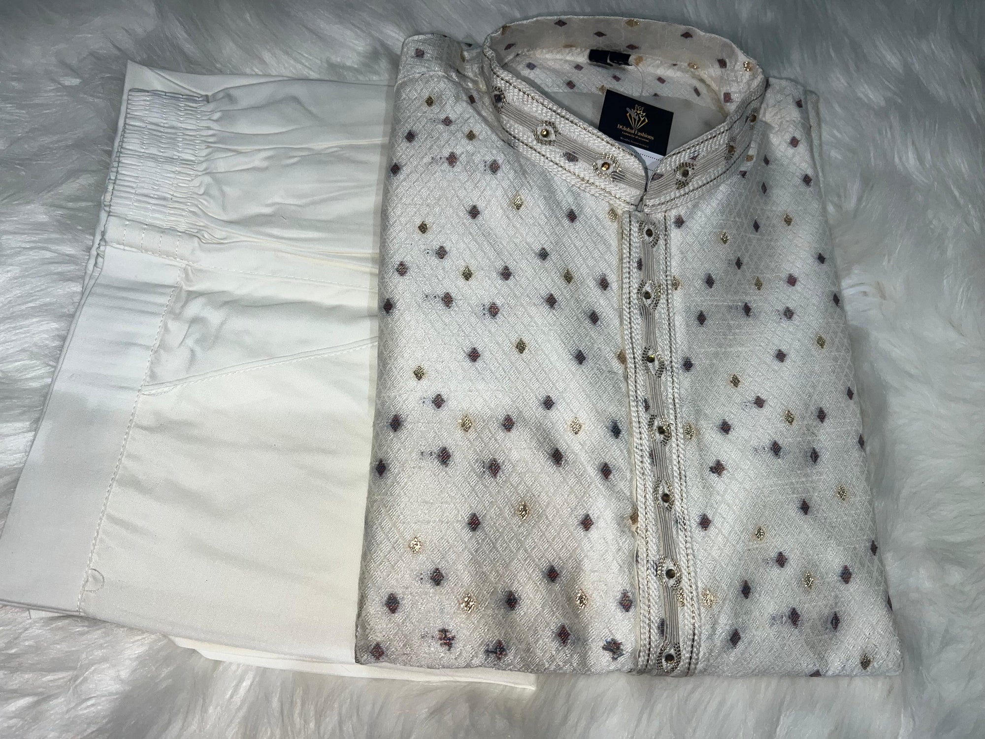 Elegant Silk Self-Check Zari Weave Kurta Pajama Set with Full Lining