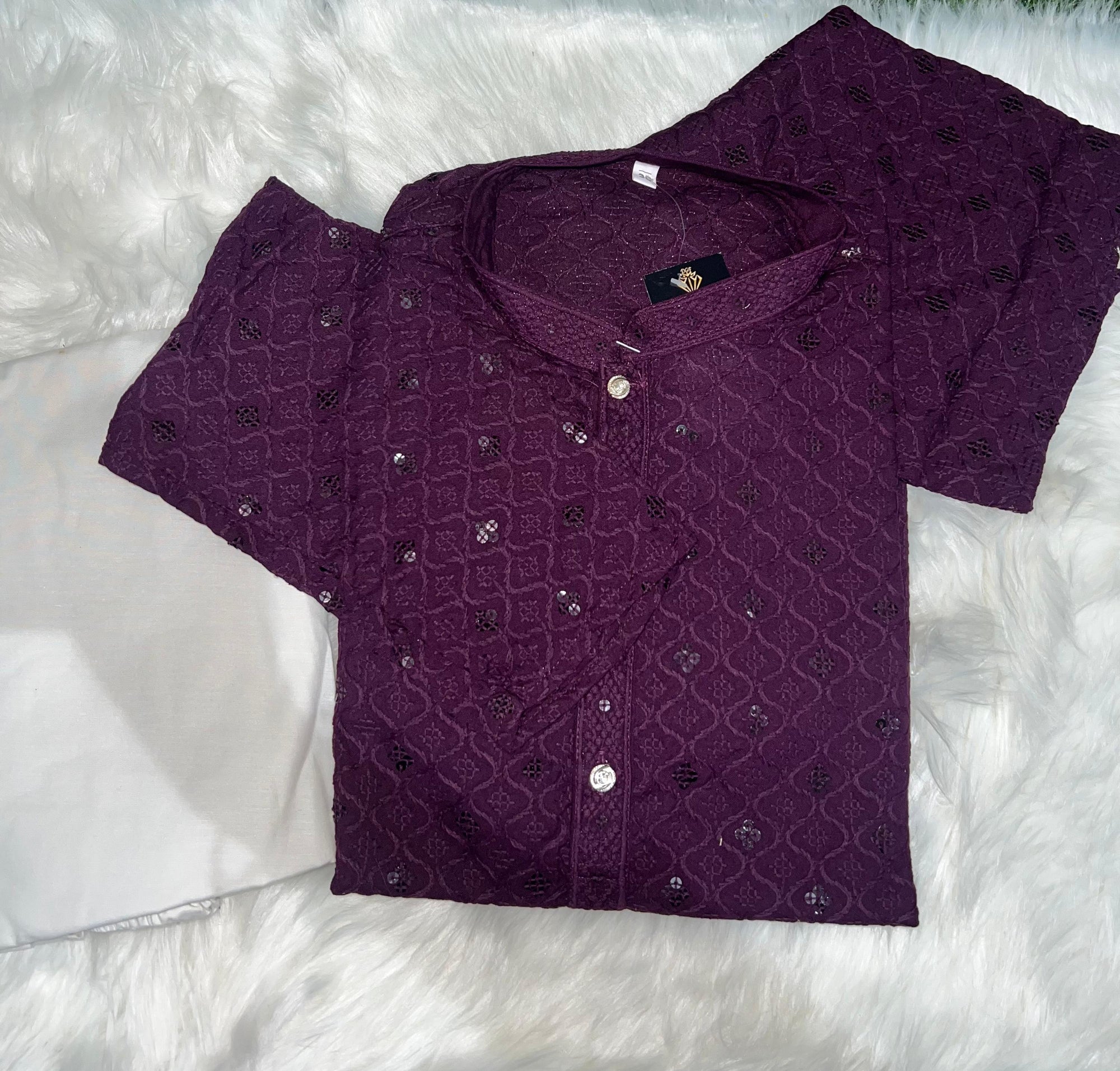 Chikankari Sequin Work Kurta Pajama Set – Elegant Ethnic Wear