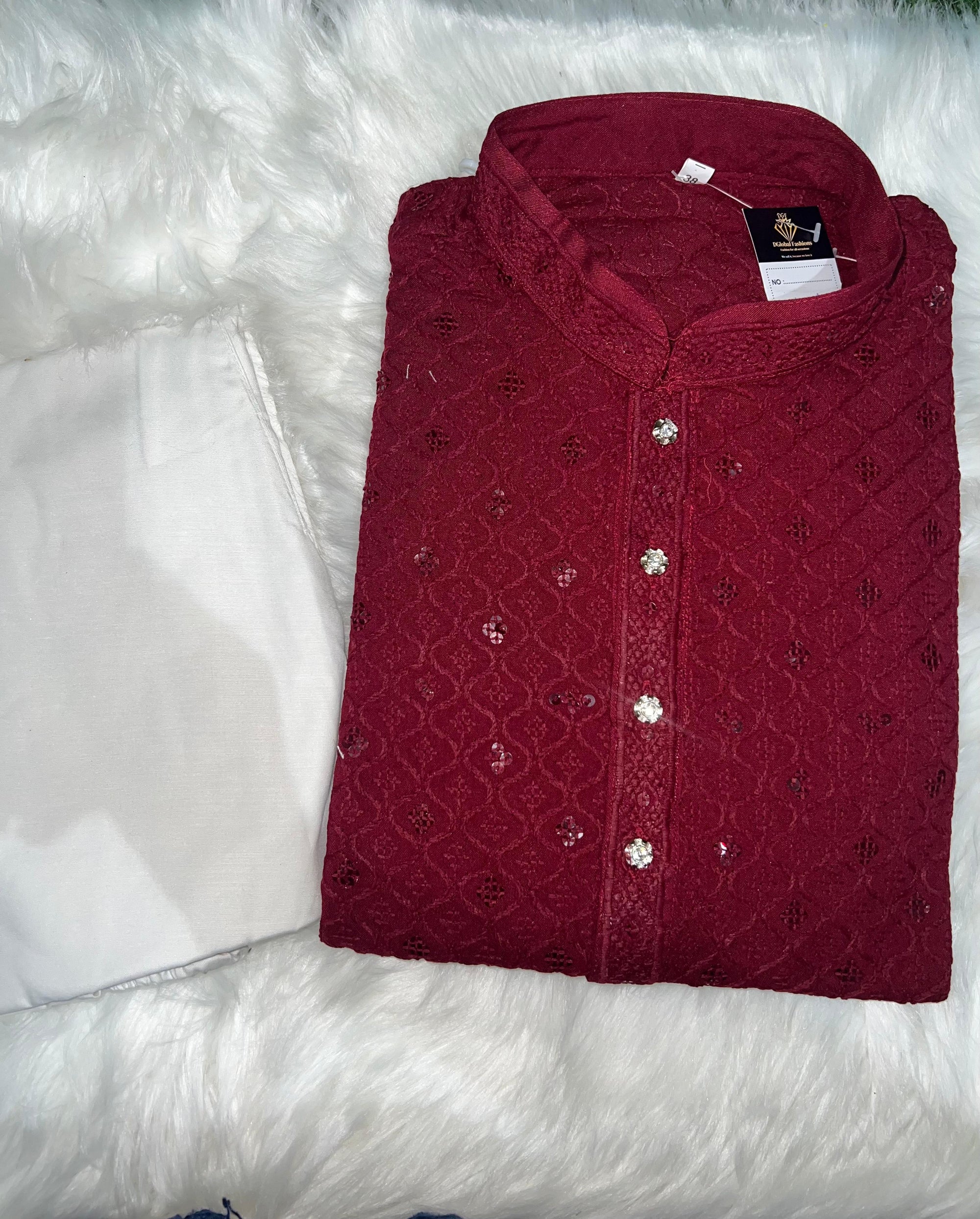 Chikankari Sequin Work Kurta Pajama Set – Elegant Ethnic Wear