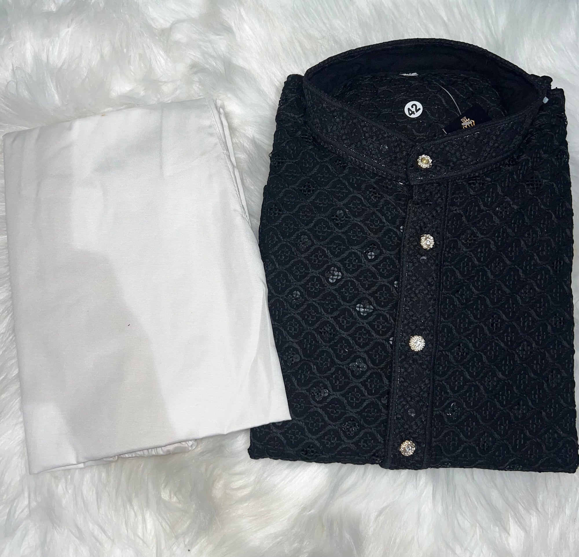 Chikankari Sequin Work Kurta Pajama Set – Elegant Ethnic Wear