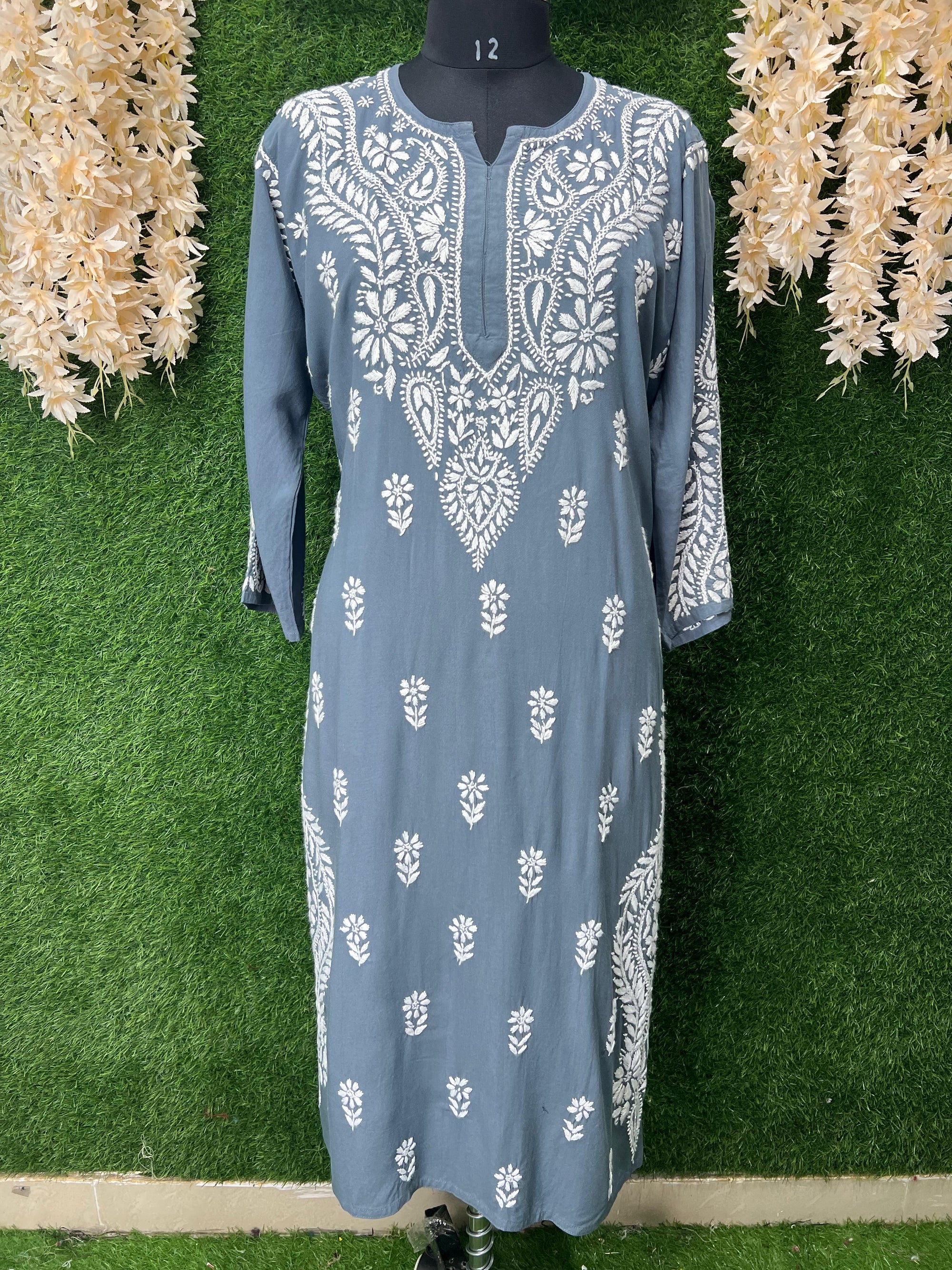 Lucknowi Chikankari Reyon Kurti
