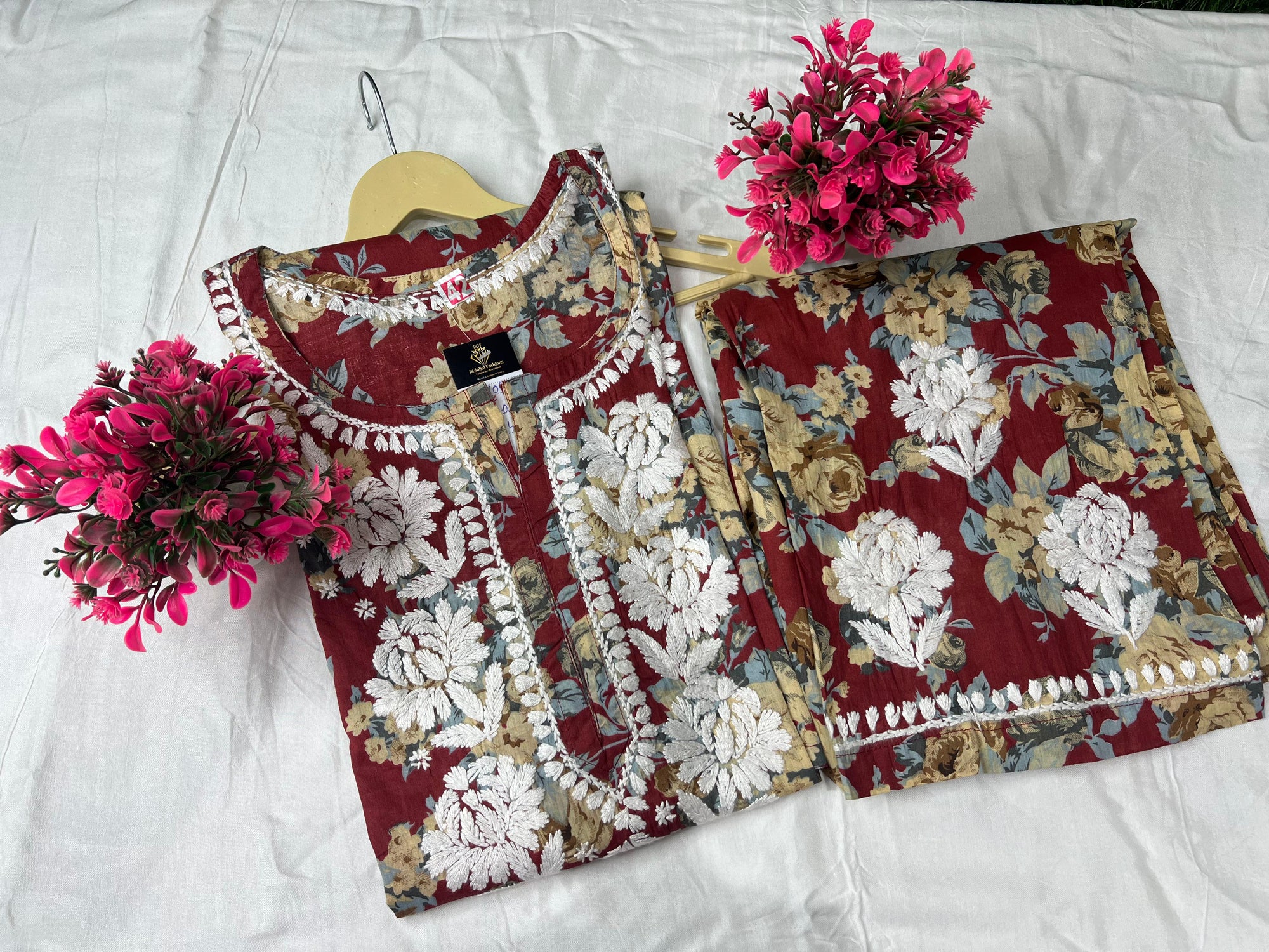 Lucknowi Chikankari Handwork Reyon Co-ord Set