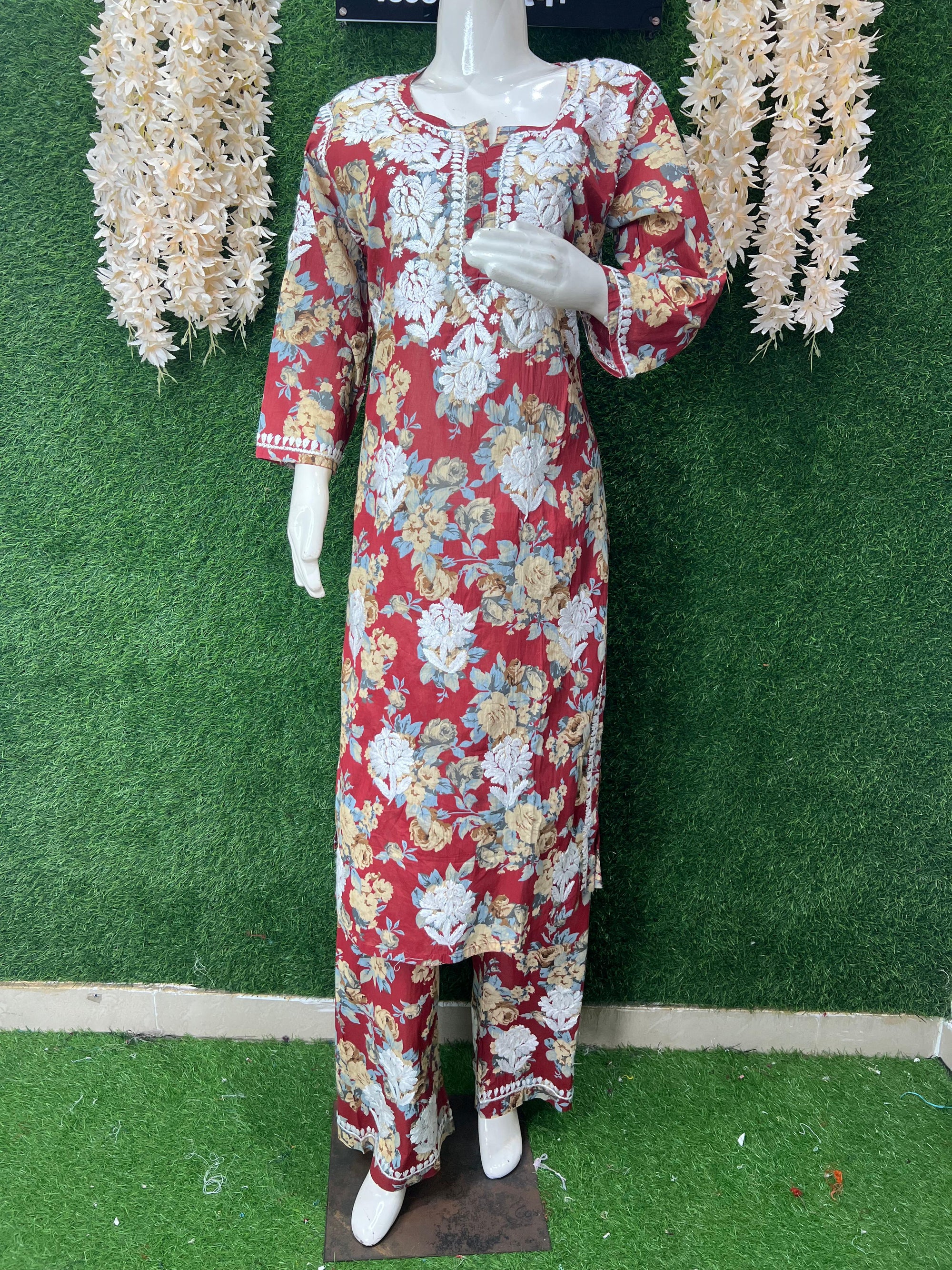 Lucknowi Chikankari Handwork Reyon Co-ord Set