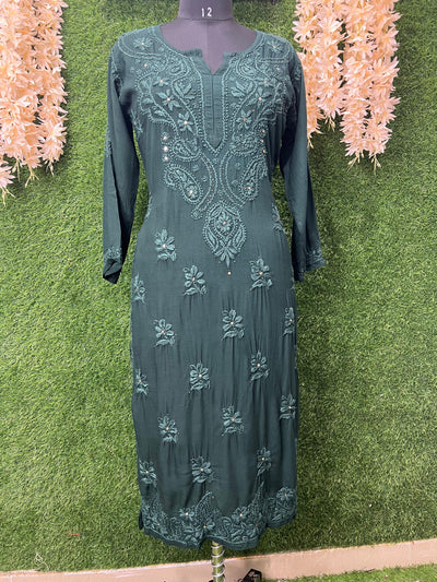 Lucknowi Chikankari Kurti with Hand Embroidery & Mukesh Work