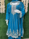 Vibrant Teal Embroidered Sharara Set – Elegant Festive & Party Wear