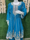 Vibrant Teal Embroidered Sharara Set – Elegant Festive & Party Wear