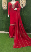 Exquisite Hand-Embroidered Gharara Ensemble with Dupatta – Festive & Occasion Wear