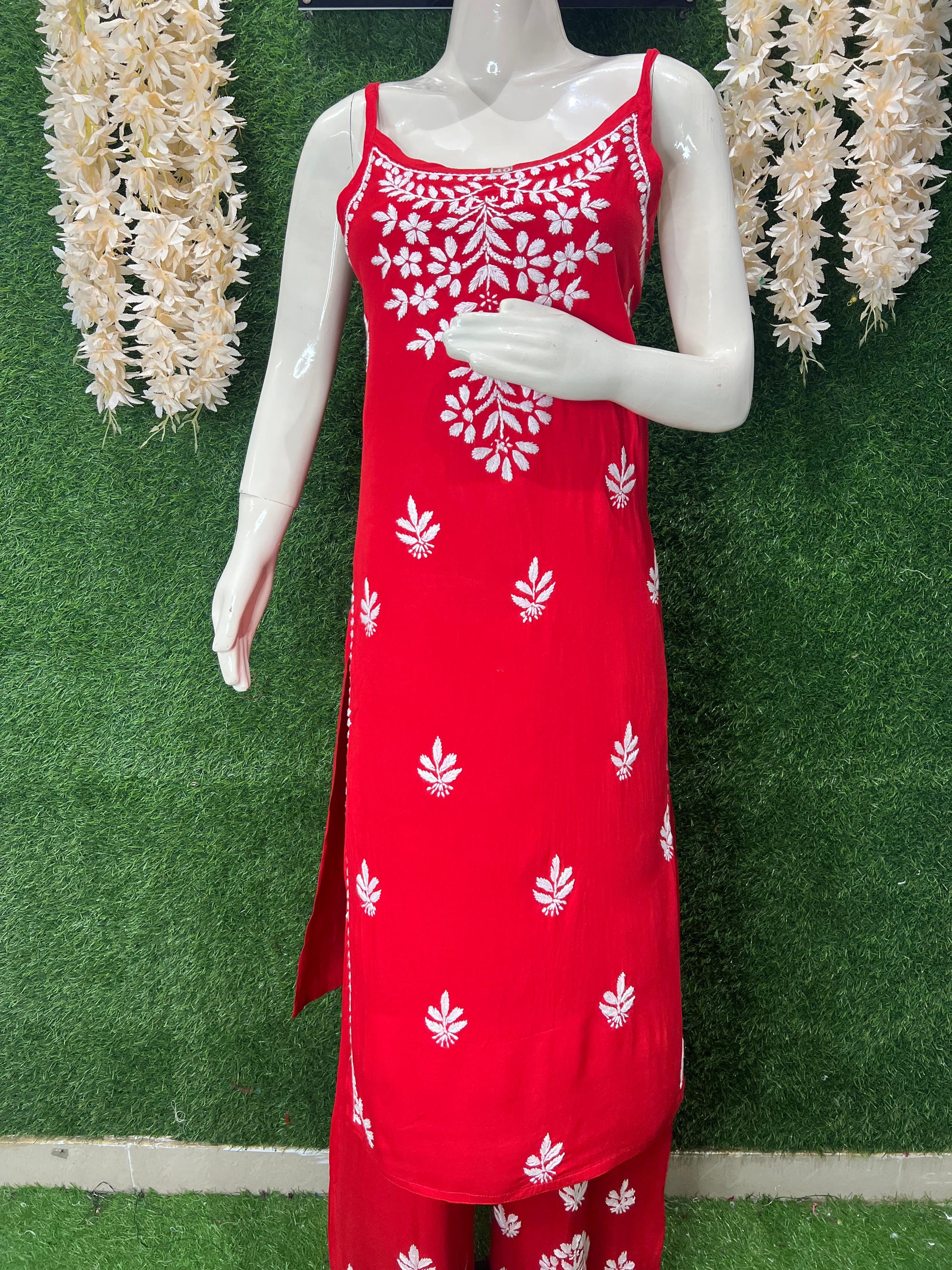 Sleeveless Lucknowi Chikankari Co-ord Set