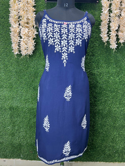 Lucknowi Chikankari Strappy Long Kurta