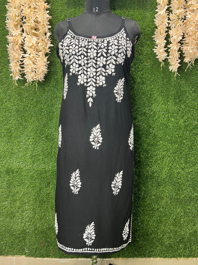 Lucknowi Chikankari Strappy Long Kurta