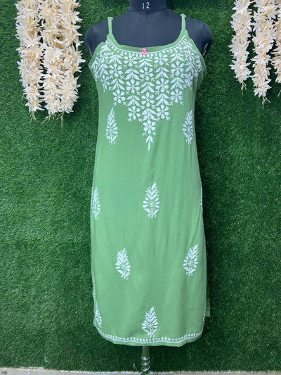 Lucknowi Chikankari Strappy Long Kurta