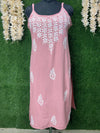 Lucknowi Chikankari Strappy Long Kurta