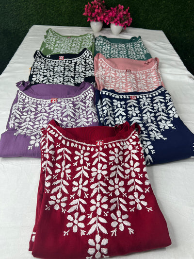 Lucknowi Chikankari Strappy Long Kurta