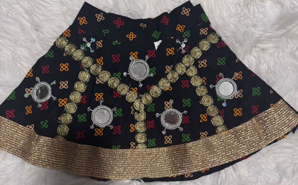 Traditional Mirror Work Embroidered Garba Chaniya Choli Set for Girls