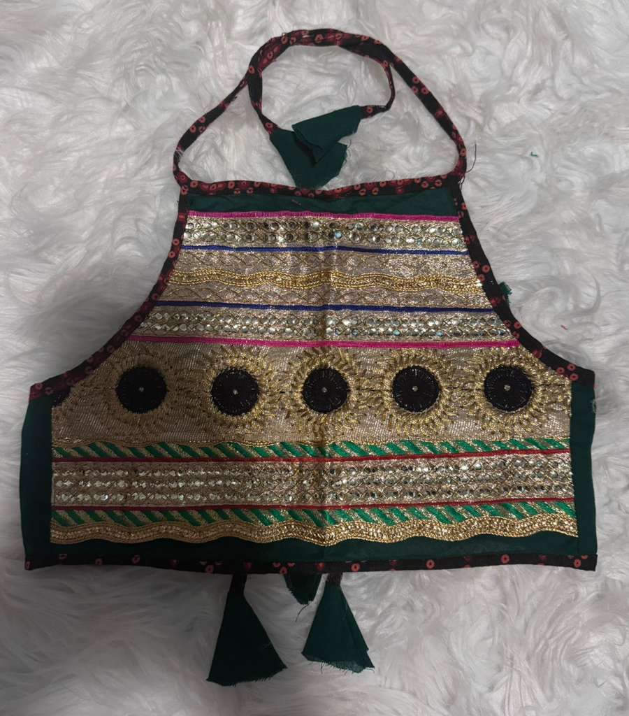 Traditional Green Embroidered Garba Chaniya Choli Set for Girls