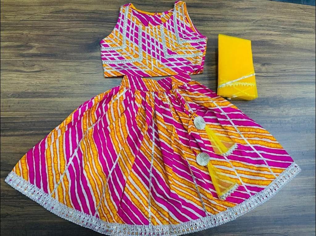 Tie & Dye Lehenga Choli with Dupatta Set