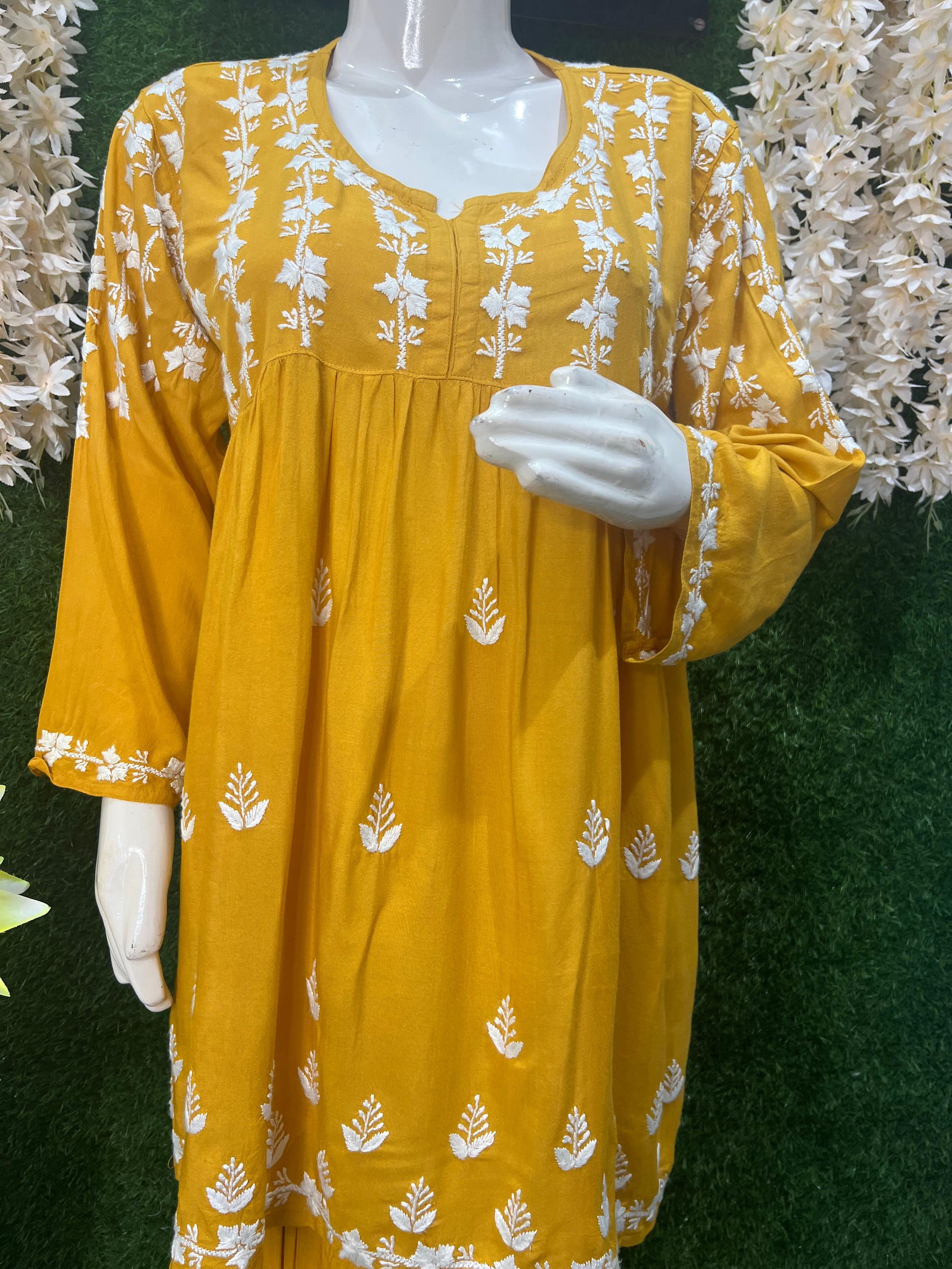 Lucknowi Chikankari Dhoti Co-ord Set in Soft Rayon Fabric