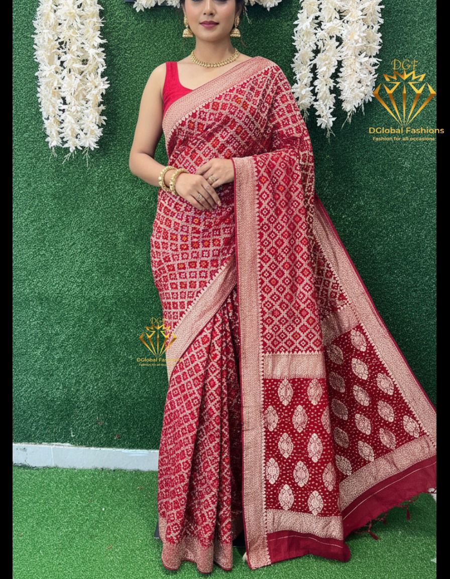 Khaddi Georgette Banarasi Saree with Rai Bandhej