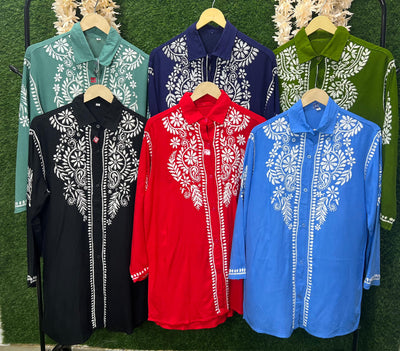 Lucknowi Chikankari Modal Shirt