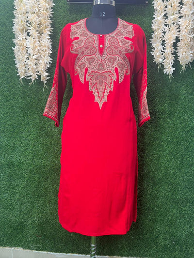 Woollen Kashmiri Pheran with Kashmiri Work on Neck and Sleeves