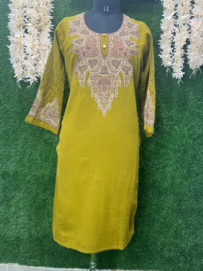 Woollen Kashmiri Pheran with Kashmiri Work on Neck and Sleeves