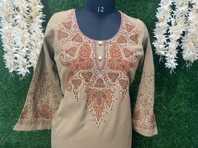 Woollen Kashmiri Pheran with Kashmiri Work on Neck and Sleeves