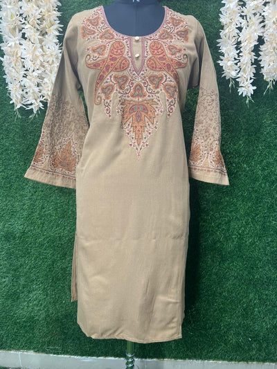 Woollen Kashmiri Pheran with Kashmiri Work on Neck and Sleeves