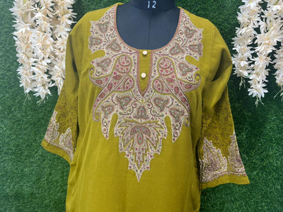 Woollen Kashmiri Pheran with Kashmiri Work on Neck and Sleeves