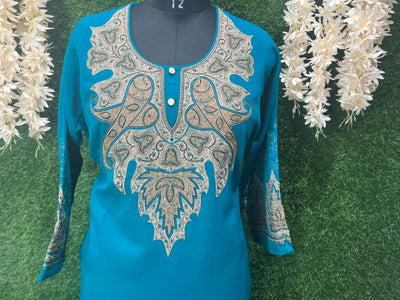 Woollen Kashmiri Pheran with Kashmiri Work on Neck and Sleeves