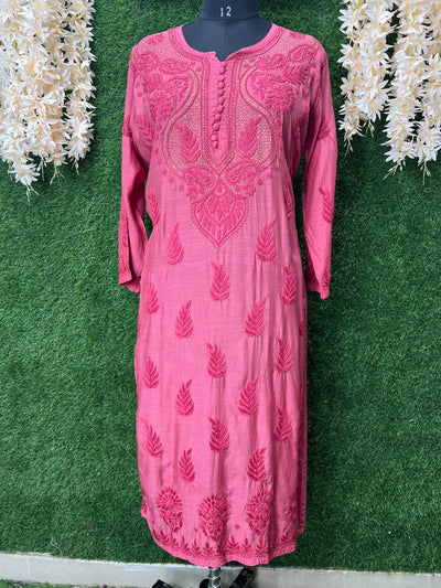 Muslin Kurti with Hand Embroidered Mukesh Work