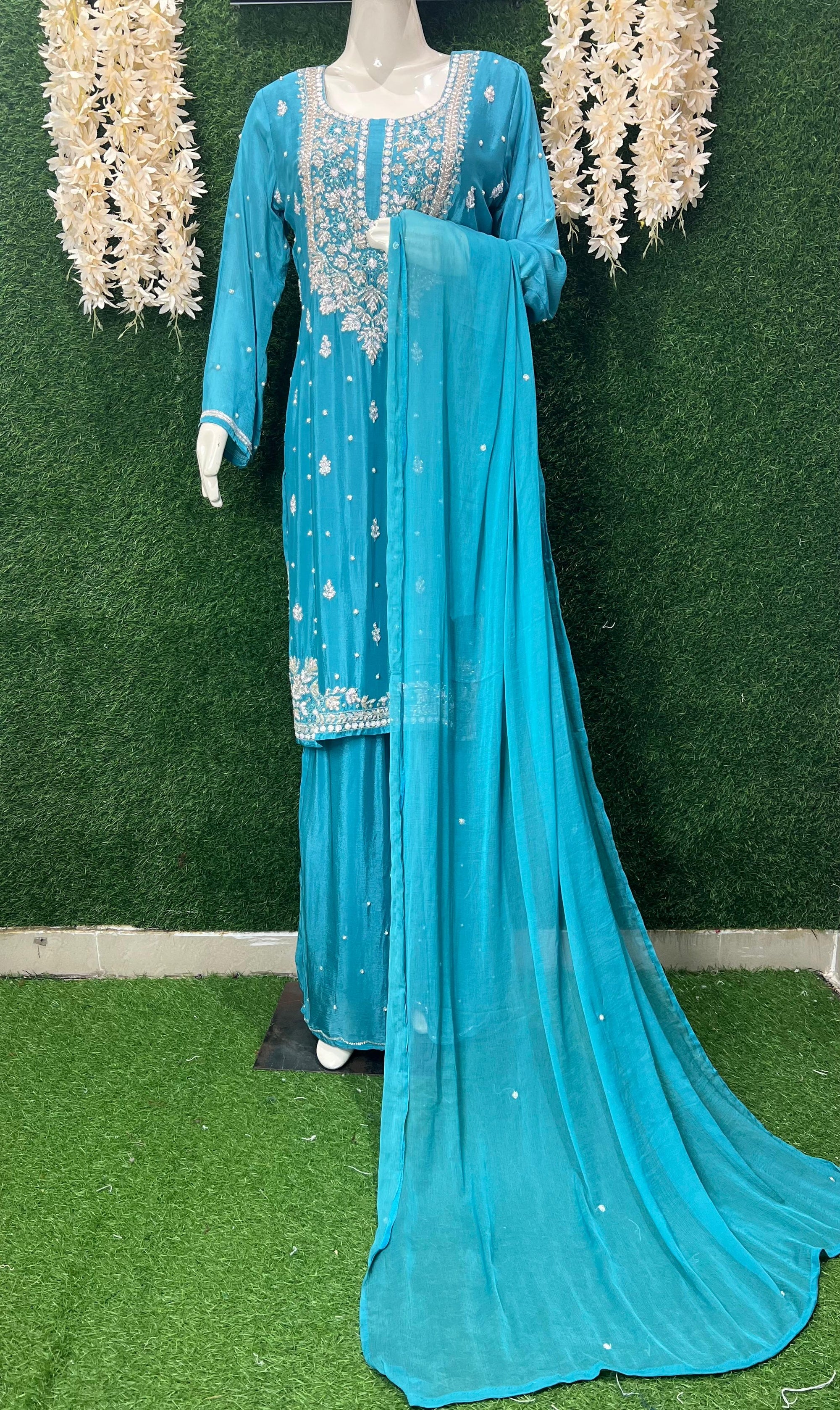 Crepe Suit with Heavy Cutdana & Pearl Hand Embroidery