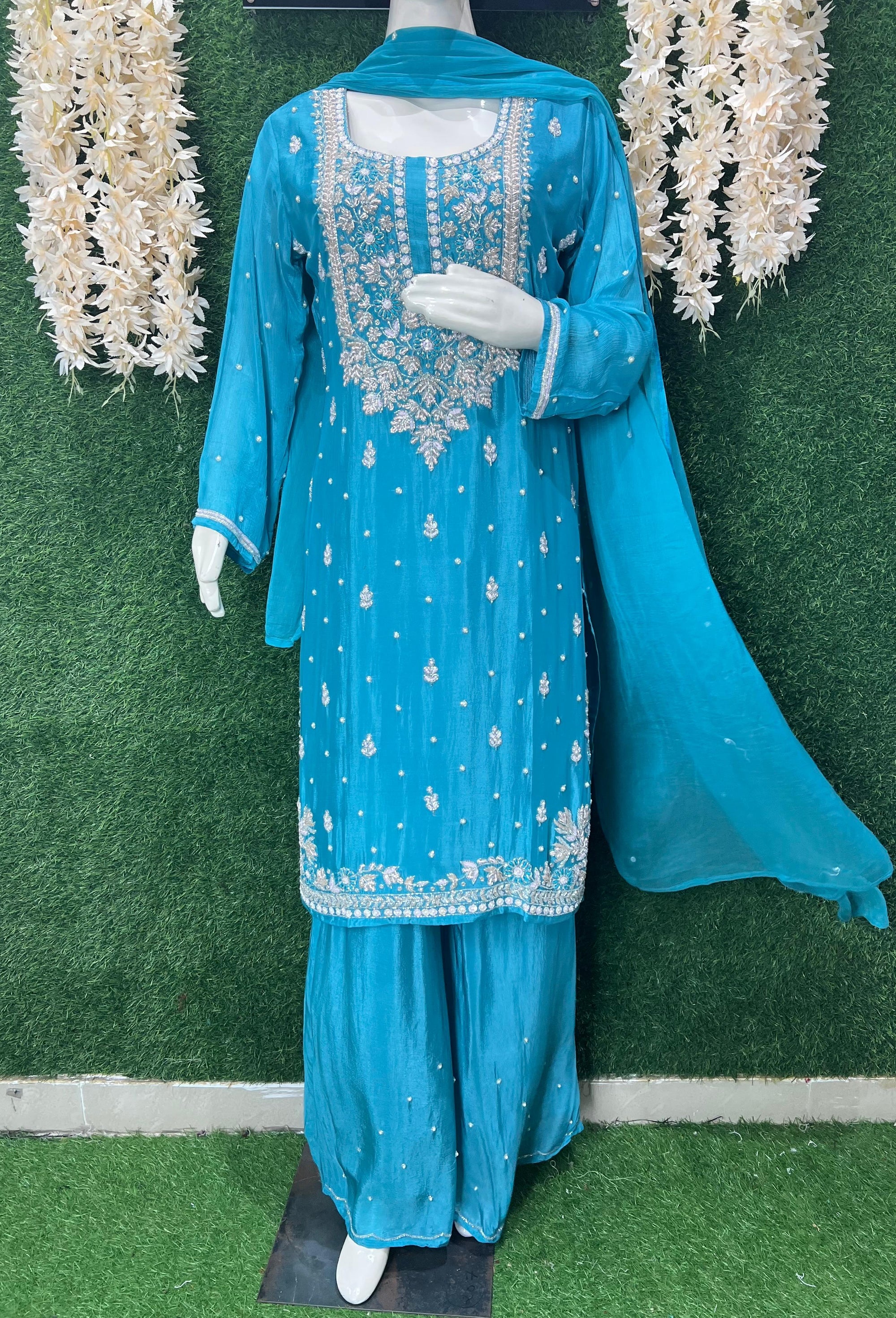 Crepe Suit with Heavy Cutdana & Pearl Hand Embroidery