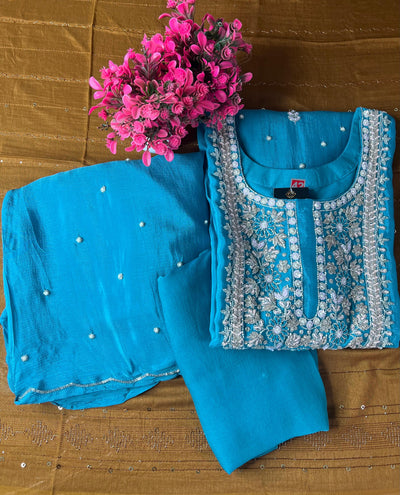 Crepe Suit with Heavy Cutdana & Pearl Hand Embroidery