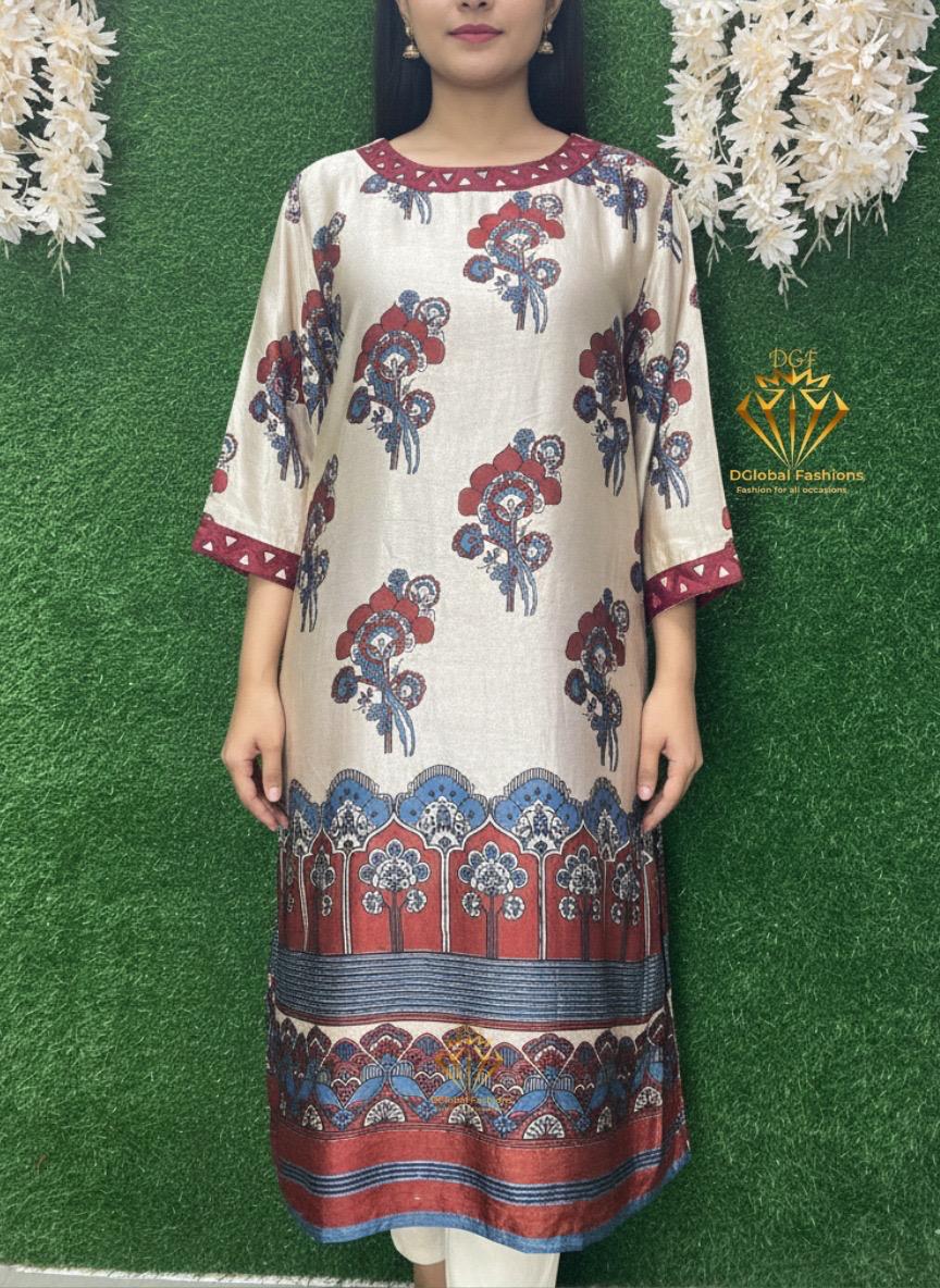 Elegant Mashu Silk Printed Kurti