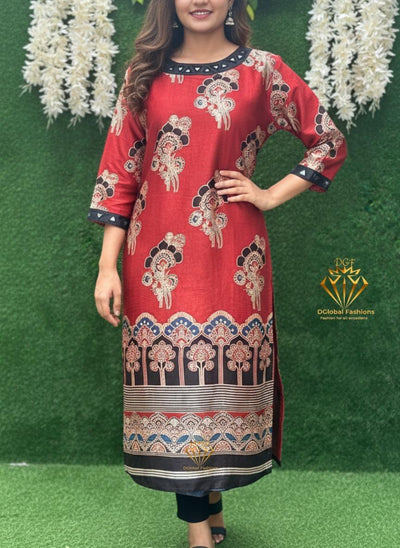 Elegant Mashu Silk Printed Kurti