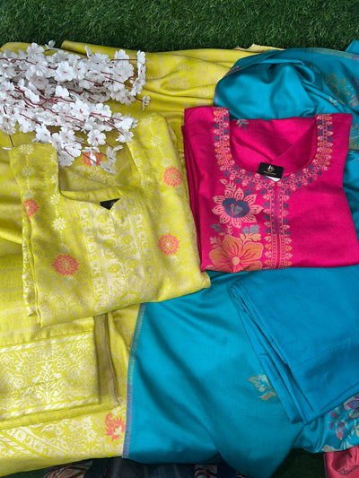 Pashmina Banarasi Weaving Suit Set with Fine Traditional Detailing