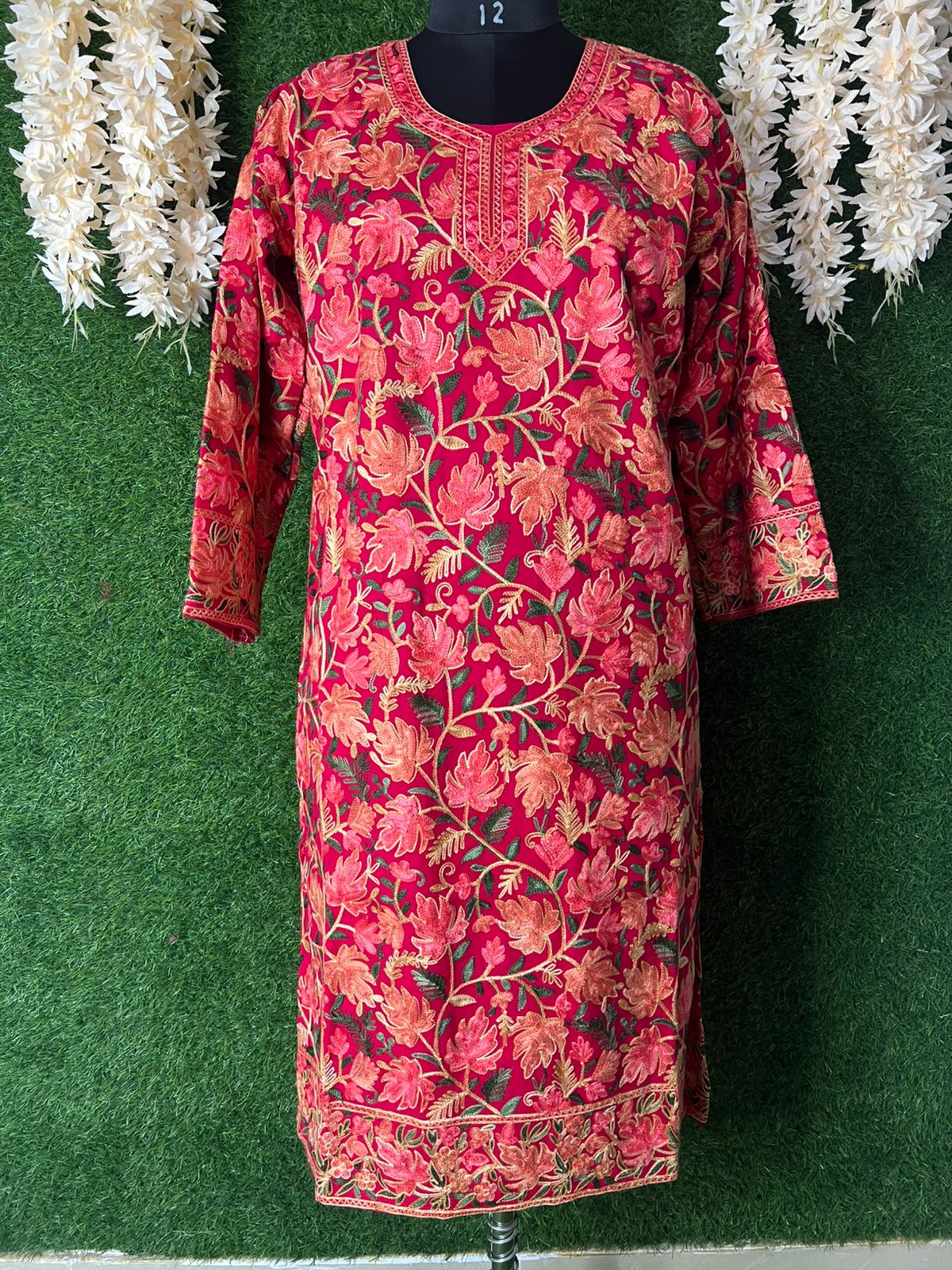 Kashmiri Aari Embroidered Floral Kurti | Handcrafted Ethnic Designer Wear