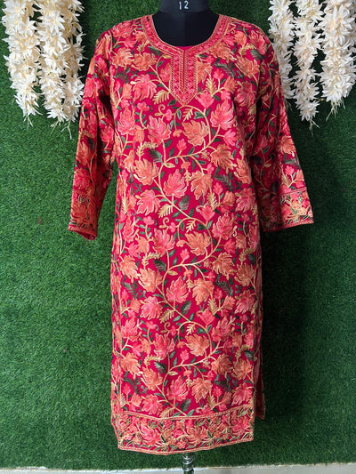 Kashmiri Aari Embroidered Floral Kurti | Handcrafted Ethnic Designer Wear